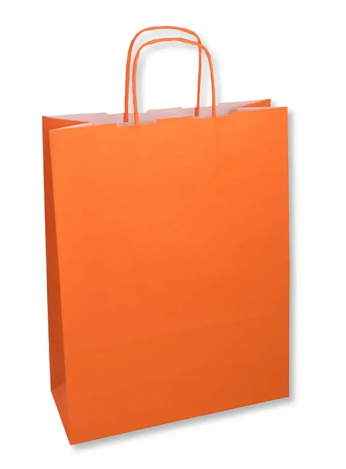 Shopper carta kraft arancione con maniglia ritorta