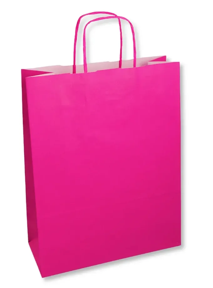 Shopper carta kraft fucsia con maniglia ritorta