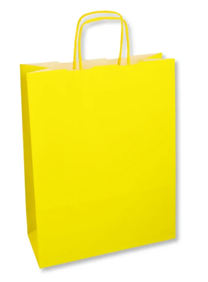 Shopper carta kraft gialla con maniglia ritorta