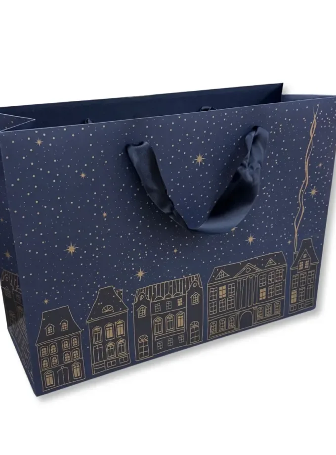 Shopper carta lusso blu Christmas Town