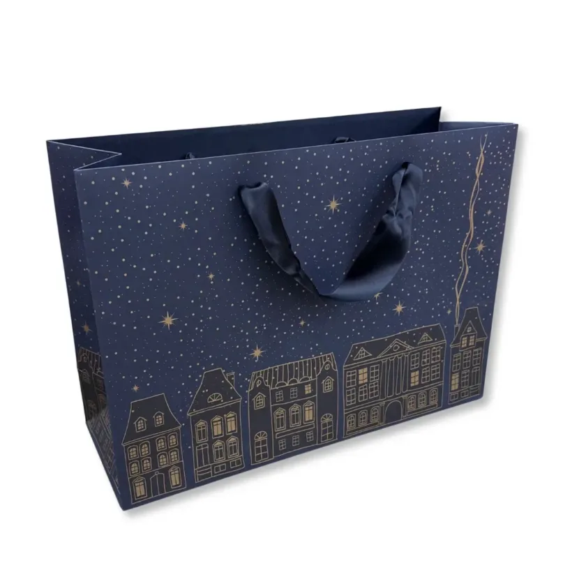 Shopper carta lusso blu Christmas Town