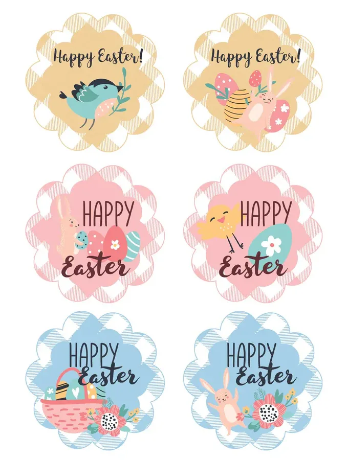 Etichette adesive Happy Easter colorate