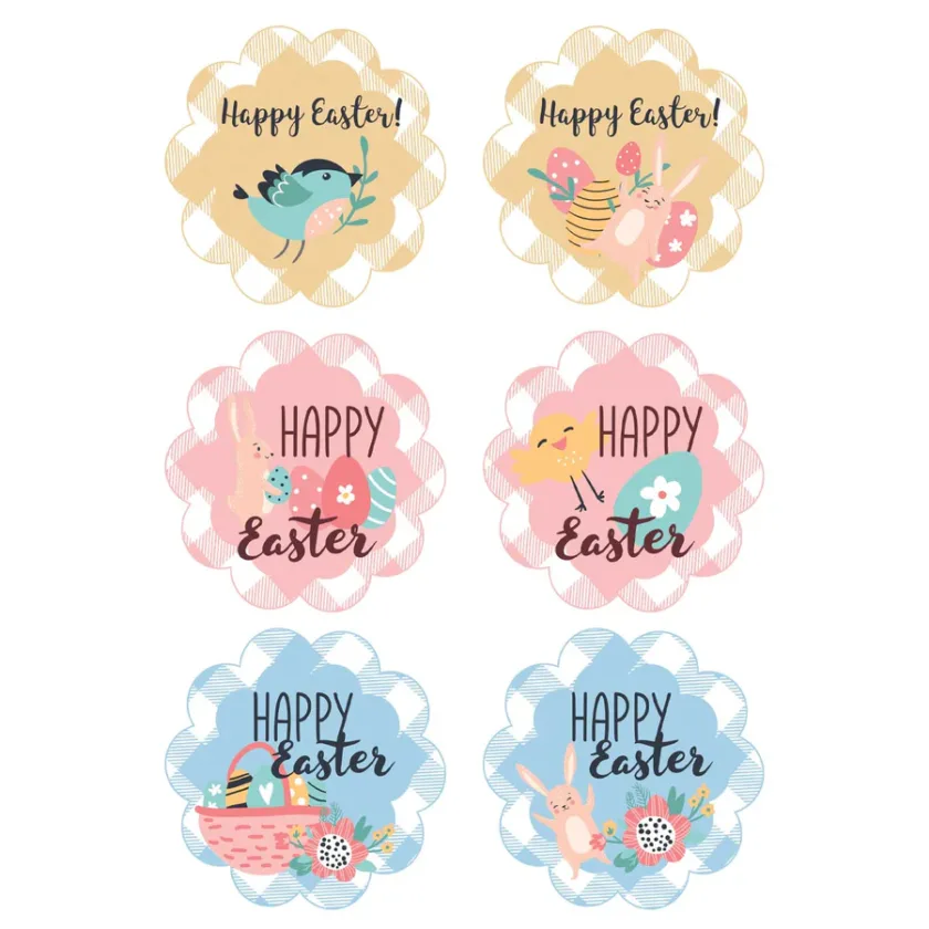 Etichette adesive Happy Easter colorate