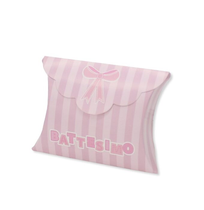 Scatolina astuccio portaconfetti Battesimo Teddy Rosa