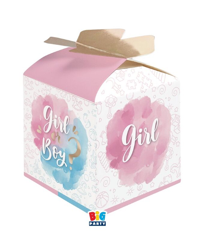 Scatolina portaconfetti Cubetto con Fiocco in carta Gender Reveal