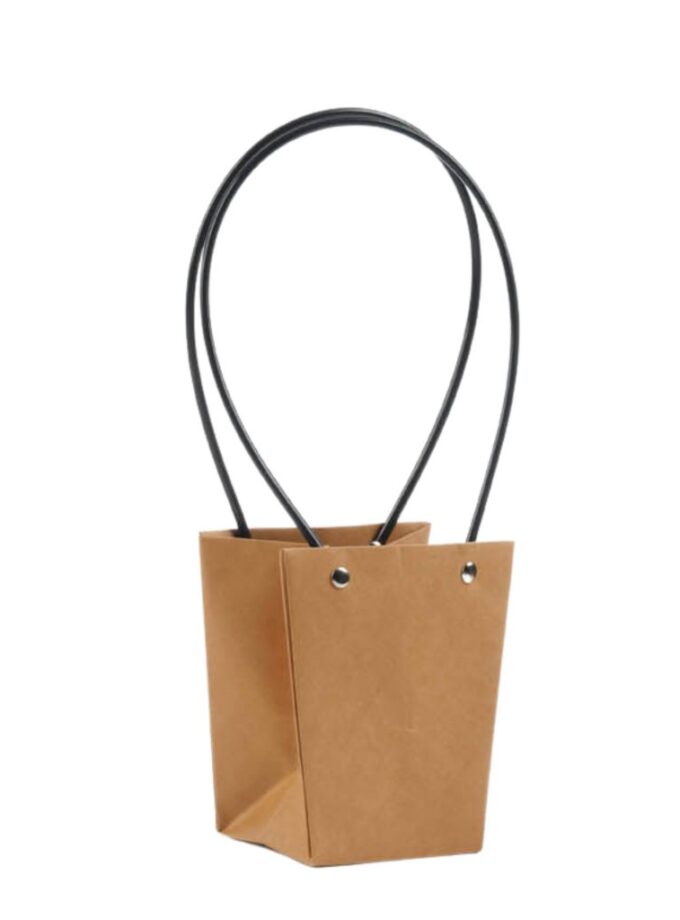 Shopper in Carta impermeabile a Trapezio con manico Nero