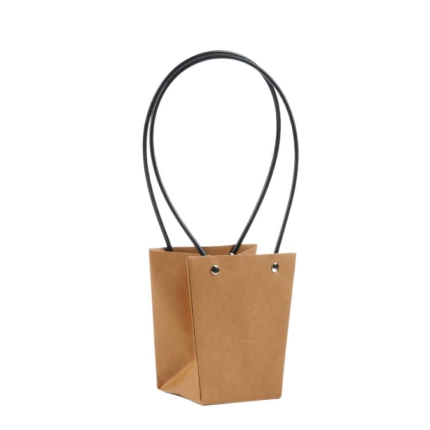 Shopper in Carta impermeabile a Trapezio con manico Nero