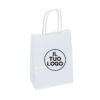 Shoppers bianche maniglia ritorta personalizzate con stampa Logo a 1 colore