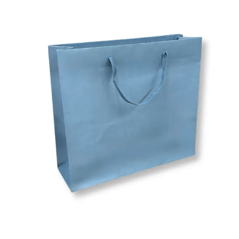 Shopper carta lusso Avio con manici in gros grain