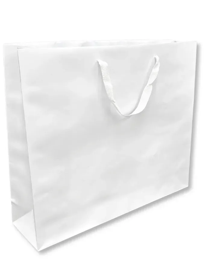 Shopper carta lusso Bianca con manici in gros grain