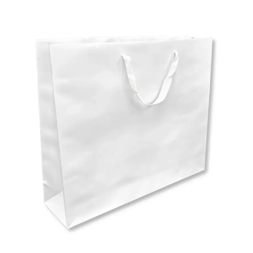 Shopper carta lusso Bianca con manici in gros grain