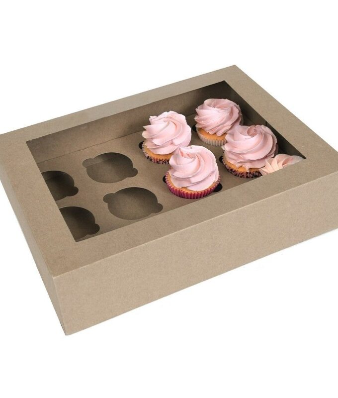 Scatola avana per 12 cupcakes