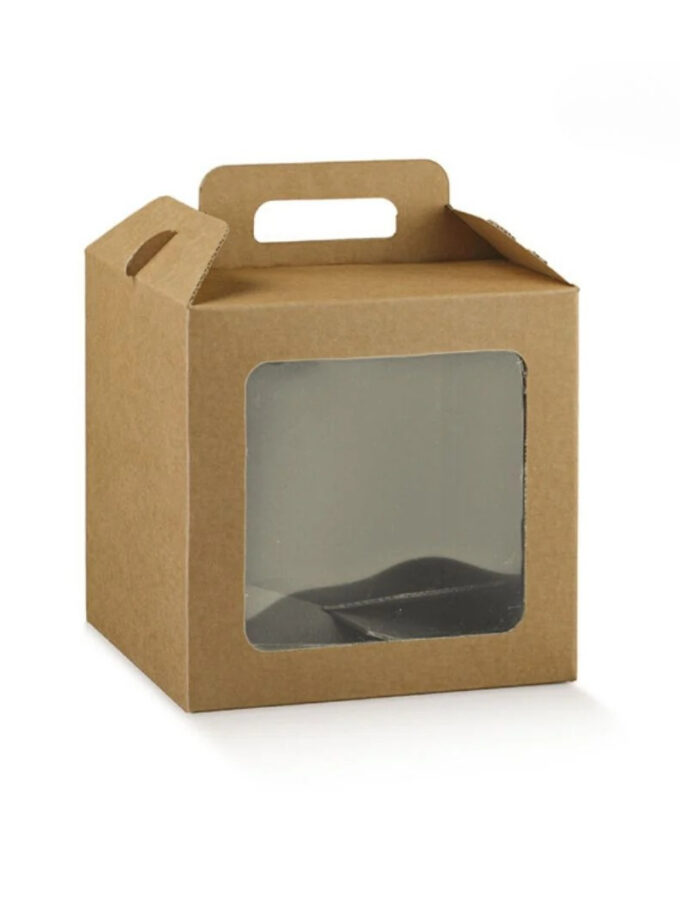 Scatola per panettone avana con finestra