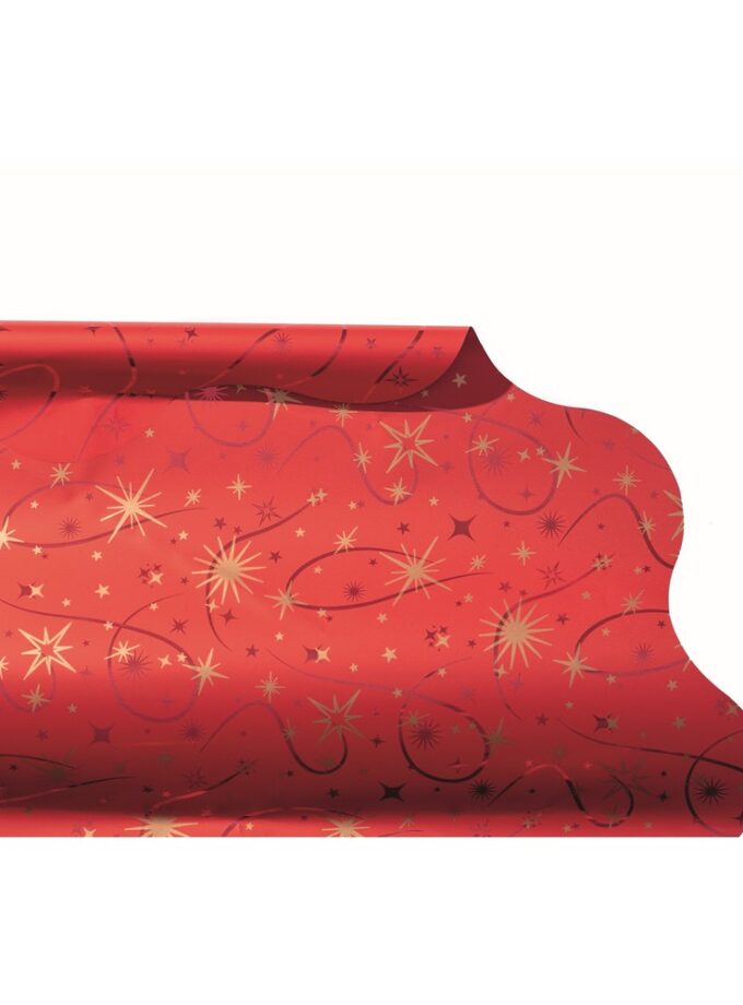 Sottovaso in cellophane Rosso con decoro Natalizio