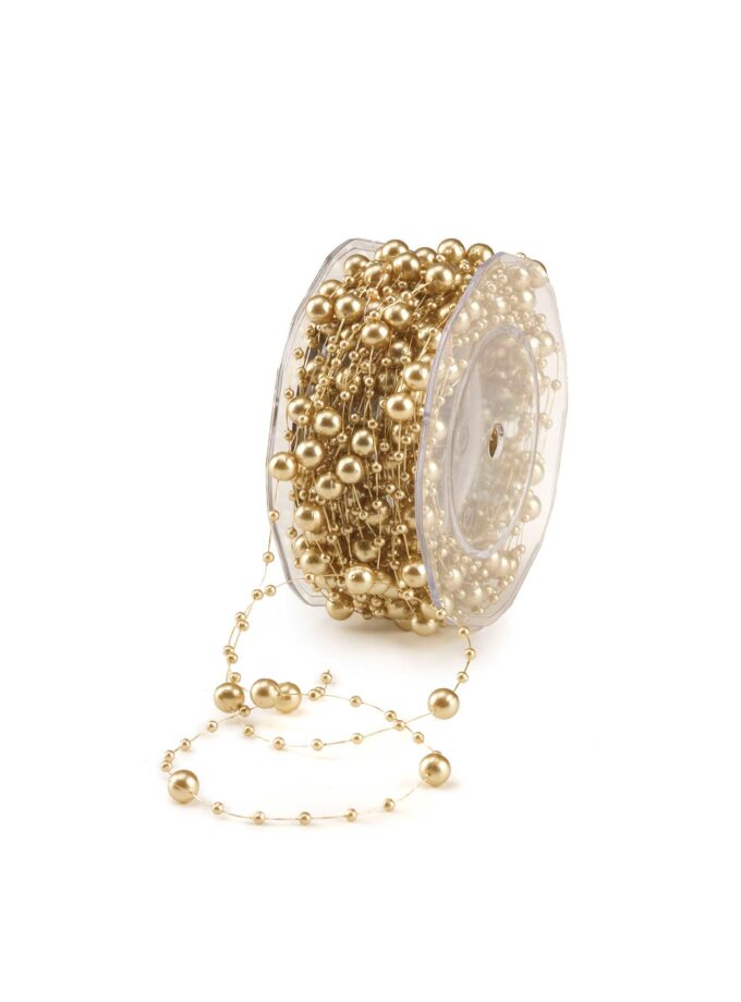 Nastro decorativo con perline oro