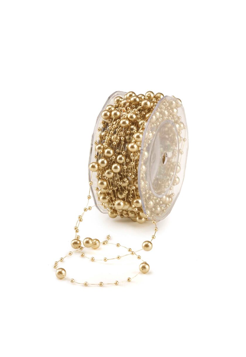 Nastro decorativo con perline oro