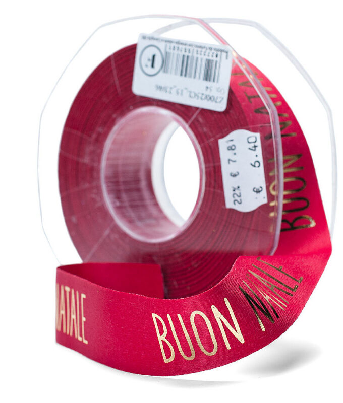 Nastro doppio raso con scritta maxi Buon Natale