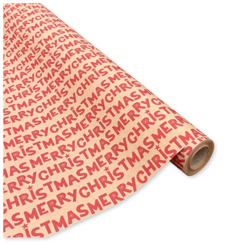Rotolo carta regalo kraft Merry Christmas