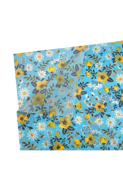 Carta velina impermeabile blu fantasia Fiori