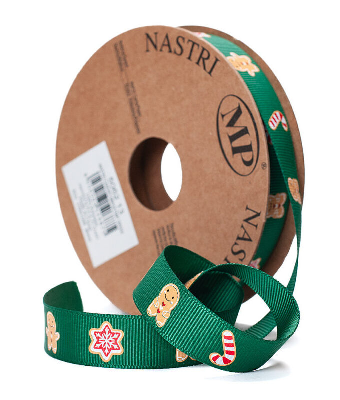 Nastro in Gros Grain verde Christmas Candles