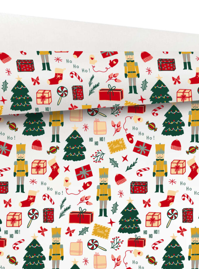 Rotolo carta regalo bianca fantasia Noelle