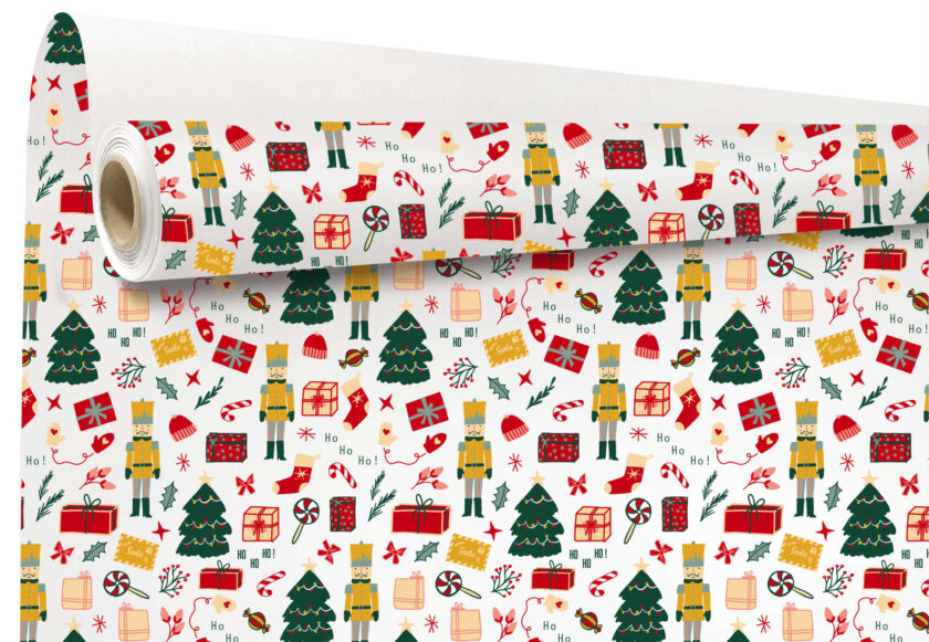 Rotolo carta regalo bianca fantasia Noelle