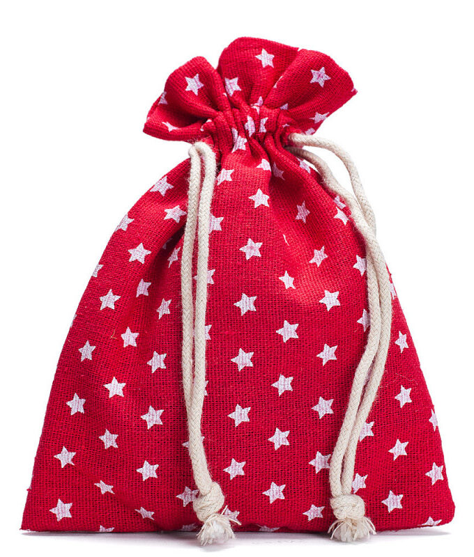 Sacchetti in cotone rosso fantasia Stelline
