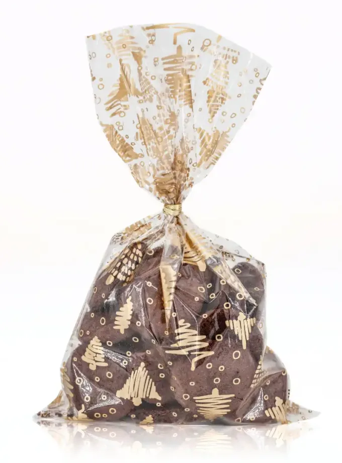 Sacchetti in plastica per Alimenti Chtistmas Tree Oro