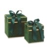 Set Scatole quadrate in Velluto Verde e Fiocco