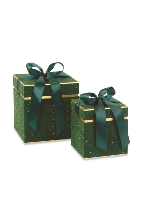 Set Scatole quadrate in Velluto Verde e Fiocco