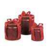 Set Scatole cilindriche in Velluto Rosso e Fiocco