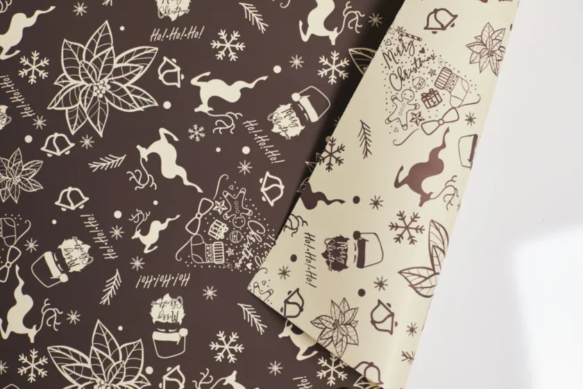 Tondi in ppl colorato Happy Christmas marrone e nocciola