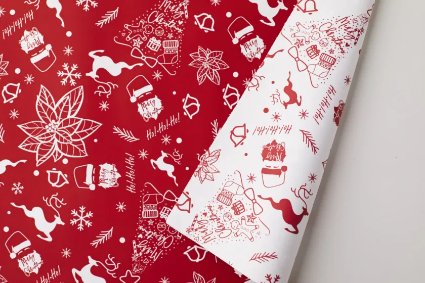 Tondi in ppl colorato Happy Christmas rosso e bianco
