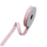 Nastro in tessuto rosa con stampa cuoricini