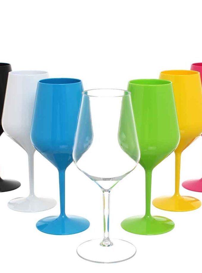 Calici vino e cocktail infrangibili colorati riutilizzabili