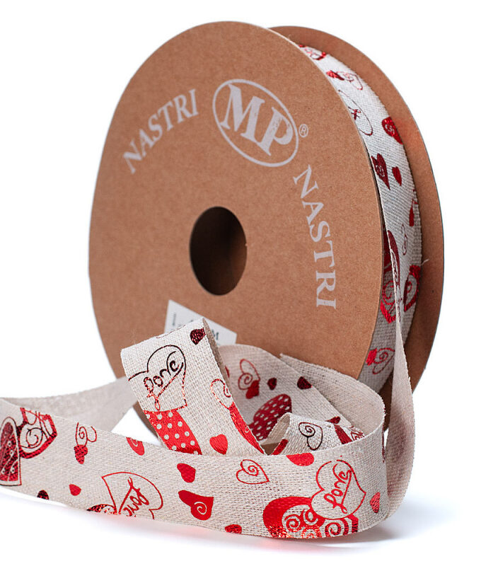 Nastro in cotone con stampa San Valentino