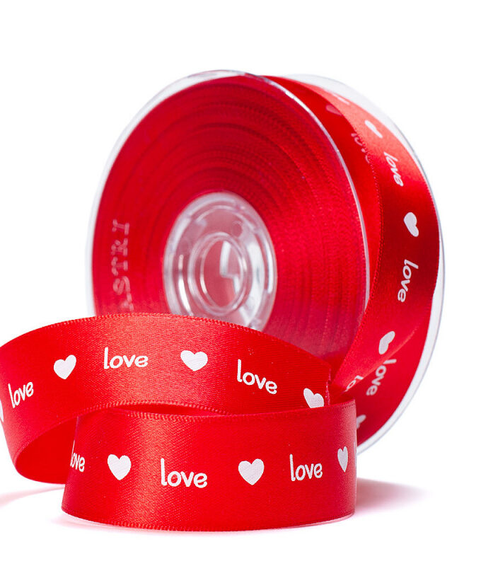 Nastro in Raso rosso con scritta Love