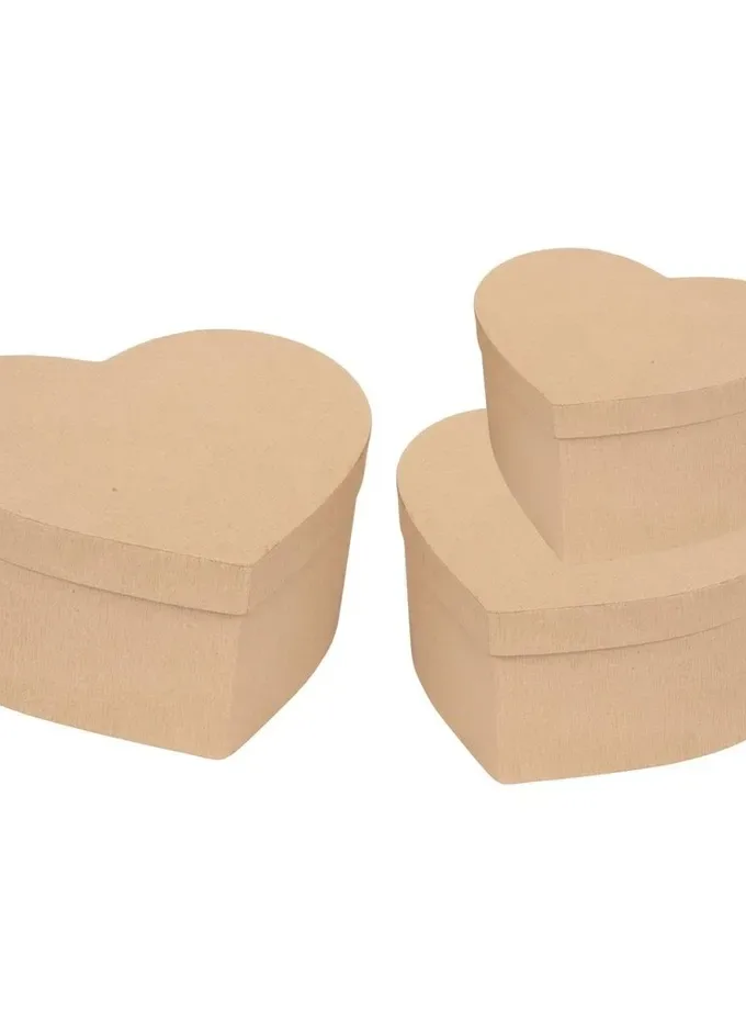 Set Scatole a cuore in Cartoncino avana naturale