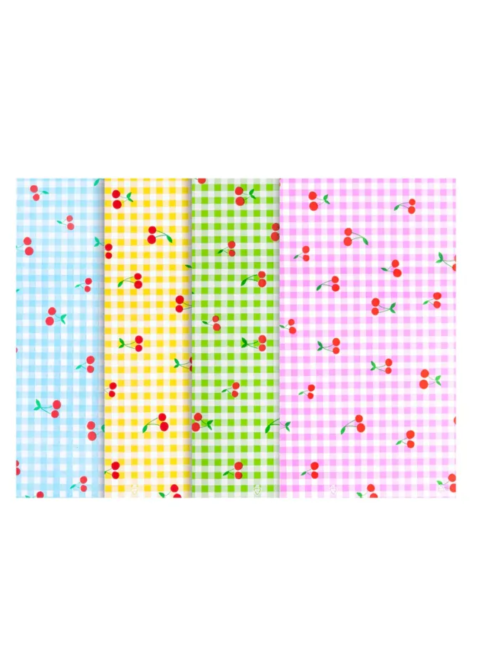 Bustine Regalo in plastica riciclata Ciliegie e quadretti