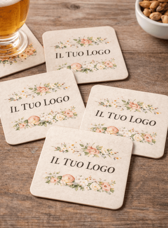 Sottobicchieri in cartoncino quadrati Personalizzati