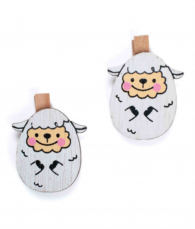 Mollette Chiudipacco di Legno con Pecorella