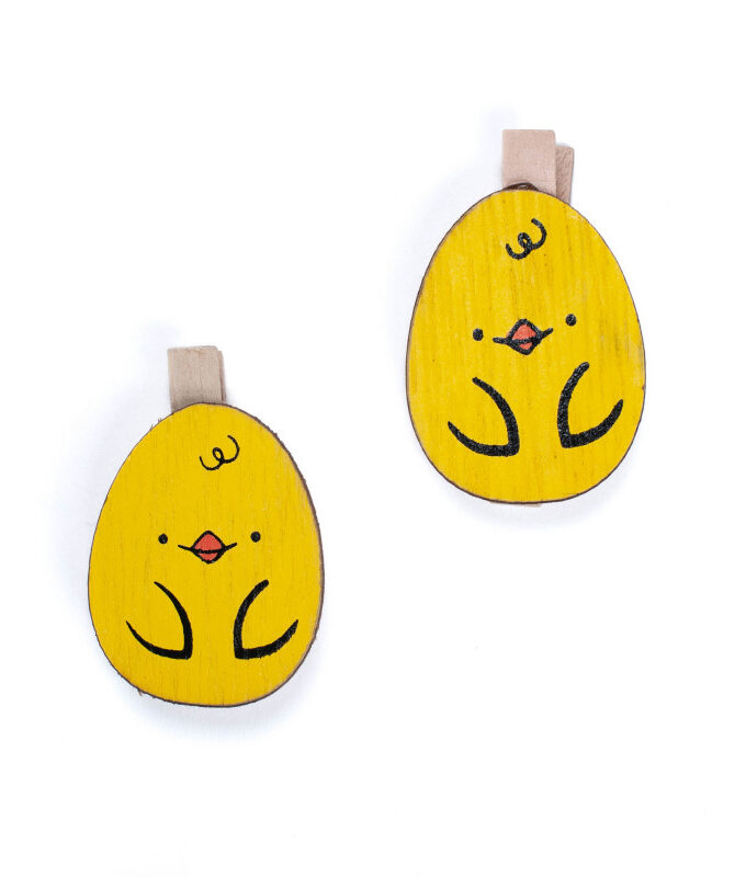 Mollette Chiudipacco di Legno con Pulcino