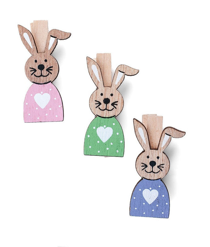 Mollette Chiudipacco di Legno con Coniglietti