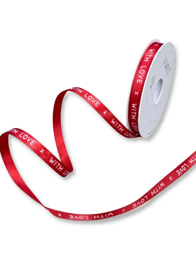 Nastro in raso rosso With Love