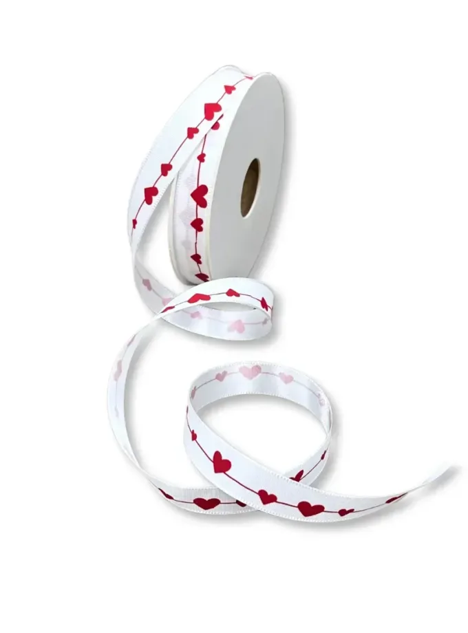 Nastro in tessuto Heart in Chains bianco