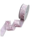 Nastro in tessuto con stampa fiori astratti rosa