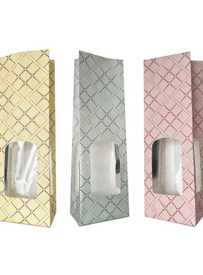 Sacchetti colorati per alimenti con finestra Geometric