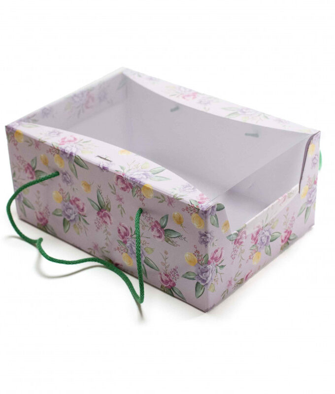 Scatola porta Colomba lilla con coperchio e stampa Floreale