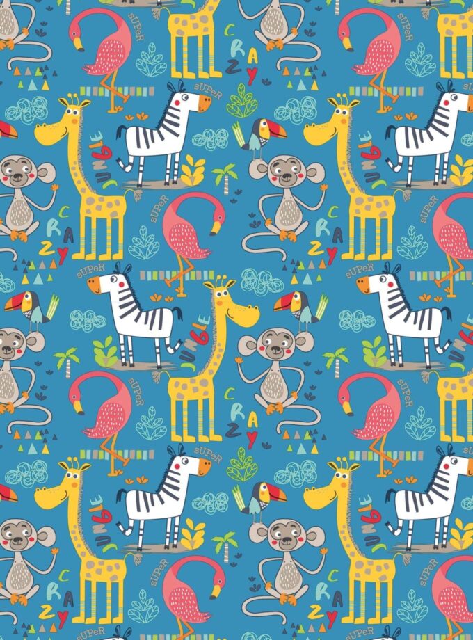 Carta regalo in rotolo fantasia Blu Jungle