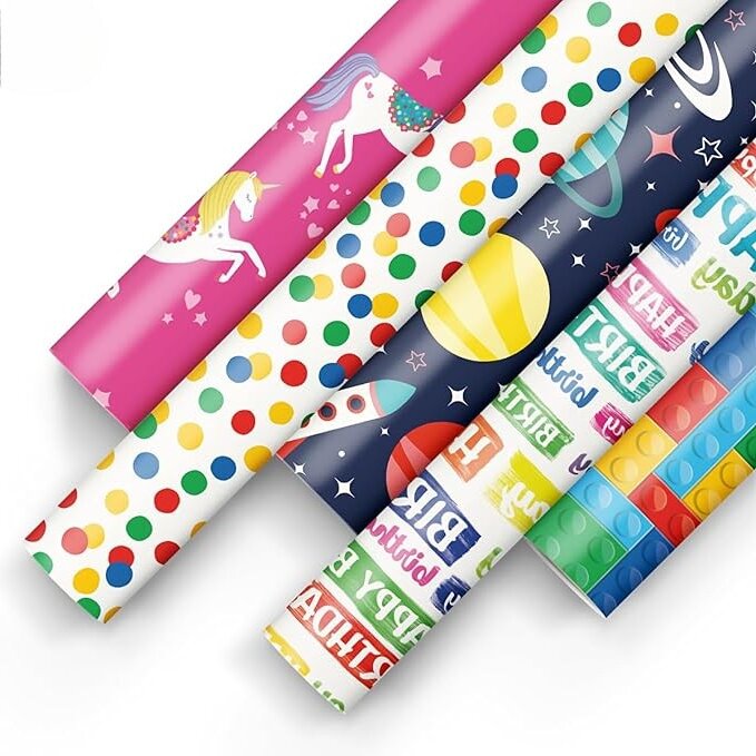 Rotolini carta regalo fantasie assortite Bambini